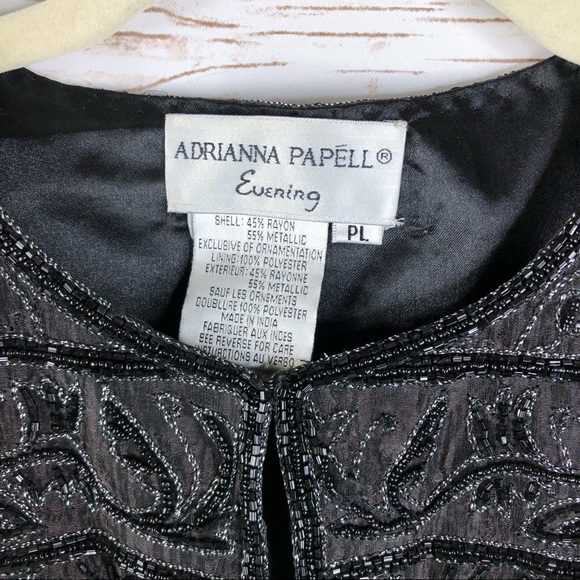 Adrianna Papell Evening black floral beaded blazer - Picture 5 of 8